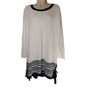 New CJ Banks 2X‎ Loose Knit Tunic Sweater Beachy Preppy Nautical Casual Vacation